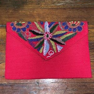 Red Beaded Clutch